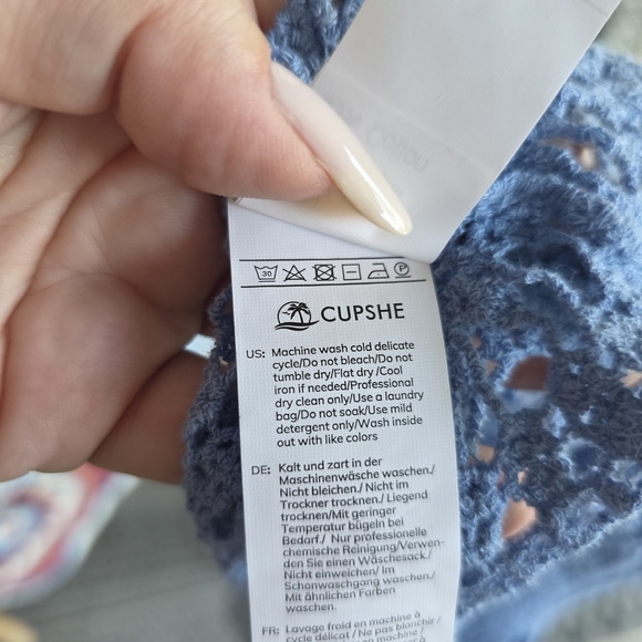 Cupshe Small Blue Crochet Tank Top Vacation Boho Chic Bohemian Sheer Knit - Picture 11 of 11